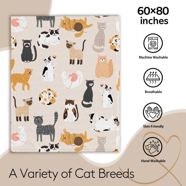 SEGXCFL Cat Blanket Flannel Throw Lightweight All Seasons-3