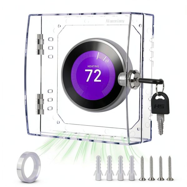 Alansxinny Thermostat Lock Box Secure Transparent Protection-0