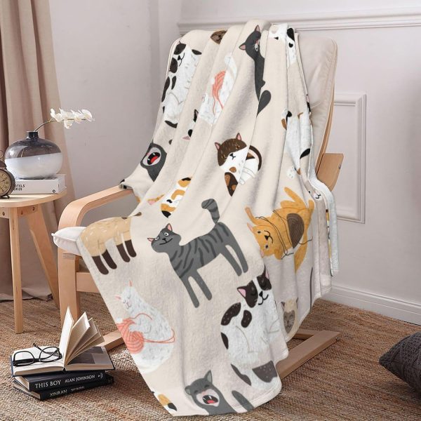 SEGXCFL Cat Blanket Flannel Throw Lightweight All Seasons-4