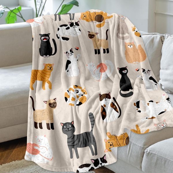 SEGXCFL Cat Blanket Flannel Throw Lightweight All Seasons-6