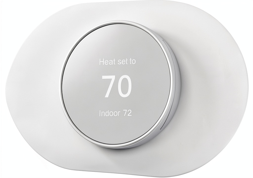 Alerktify Nest Thermostat Cover installed on a white wall