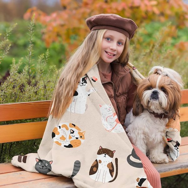 SEGXCFL Cat Blanket Flannel Throw Lightweight All Seasons-1