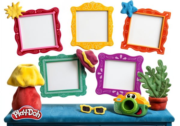 Hasbro Play-Doh Camera Kit with 3 Colors, 5 Animal Stamps, Playmat for-12