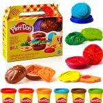 Hasbro Play-Doh Pretend Burger Kitchen Set with 6 Colors and 6-0
