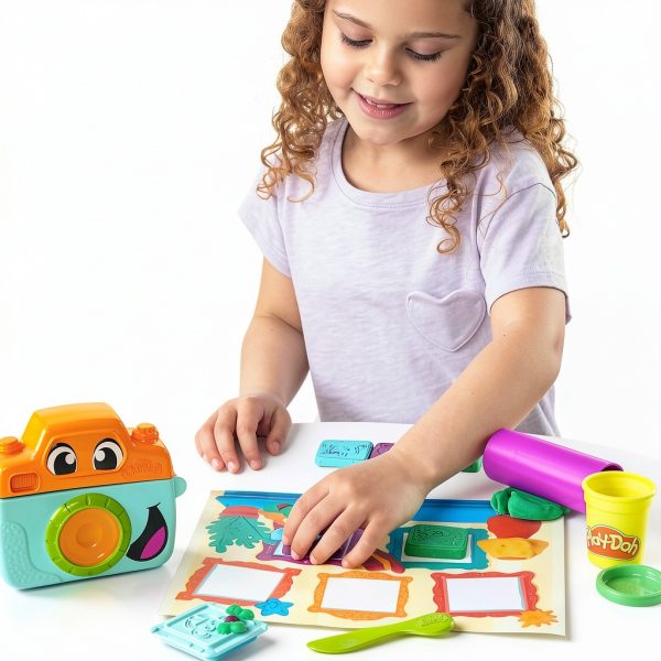 Hasbro Play-Doh Camera Kit with 3 Colors, 5 Animal Stamps, Playmat for-6