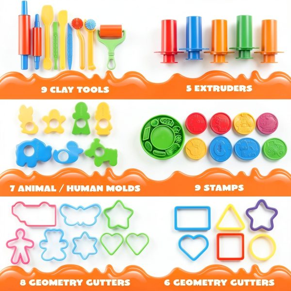 Kids Clay Dough Set Joyin ABS 44‑Piece Tool-1