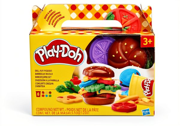 Hasbro Play-Doh Pretend Burger Kitchen Set with 6 Colors and 6-6