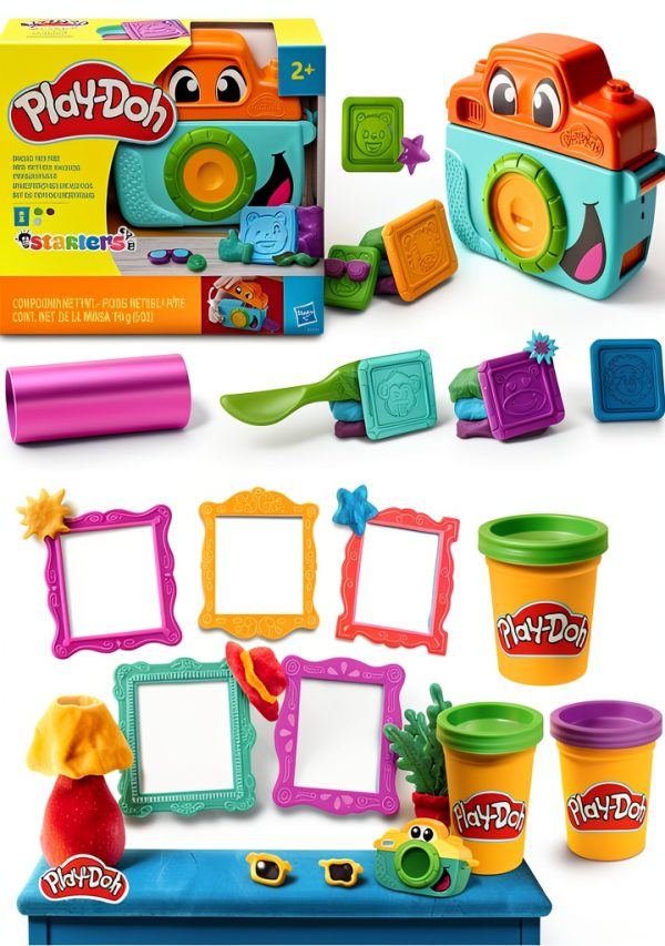Hasbro Play-Doh Camera Kit with 3 Colors, 5 Animal Stamps, Playmat for-13