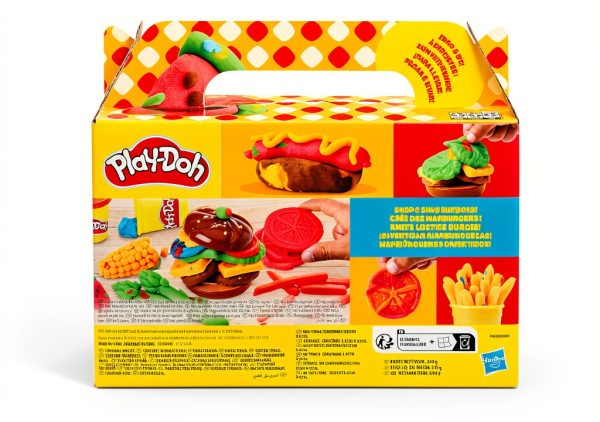 Hasbro Play-Doh Pretend Burger Kitchen Set with 6 Colors and 6-7