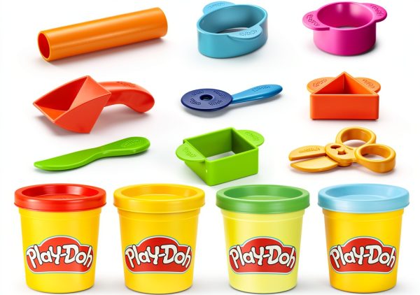 Play Doh Starter Set by Hasbro 4 Colors 9 Tools Reusable Bag-1