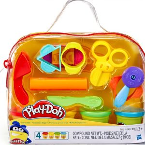 Play Doh Starter Set by Hasbro 4 Colors 9 Tools Reusable Bag-0