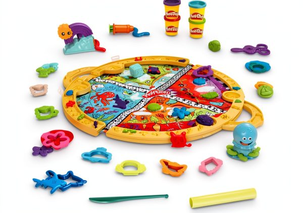 Hasbro Play-Doh On-the-Go Creative Kit with 19 Tools, 4 Color Cans,-0