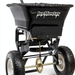 Ice Master PRO - Winter Walk Behind Salt Spreader, 100 LBS Capacity, Snow, Sand, and Ice Melt Spreader with Included Grate, Cover & 13 in All Terrain Pneumatic Tires-0