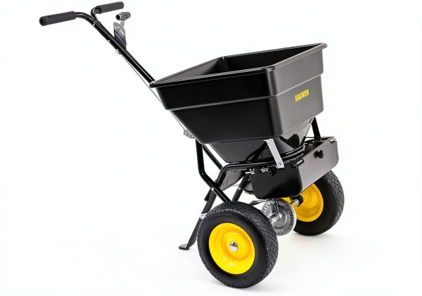 Walk-Behind Broadcast Spreader EAGWON 100lb Hopper Pneumatic Tires-7