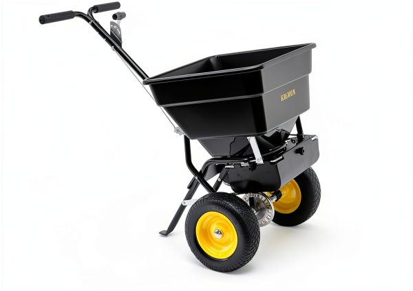 Walk-Behind Broadcast Spreader EAGWON 100lb Hopper Pneumatic Tires-6