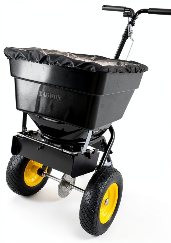 Walk-Behind Broadcast Spreader EAGWON 100lb Hopper Pneumatic Tires-0