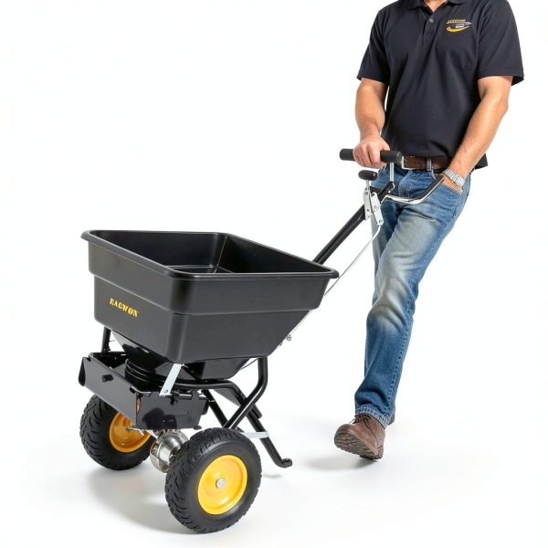 Walk-Behind Broadcast Spreader EAGWON 100lb Hopper Pneumatic Tires-1