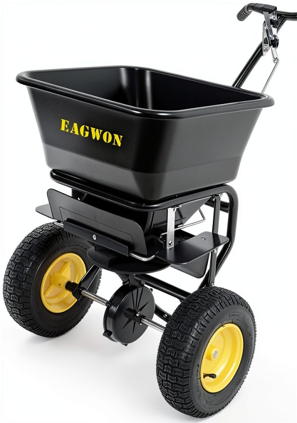Walk-Behind Push Broadcast Spreader EAGWON 100lb with 13in Tires-7