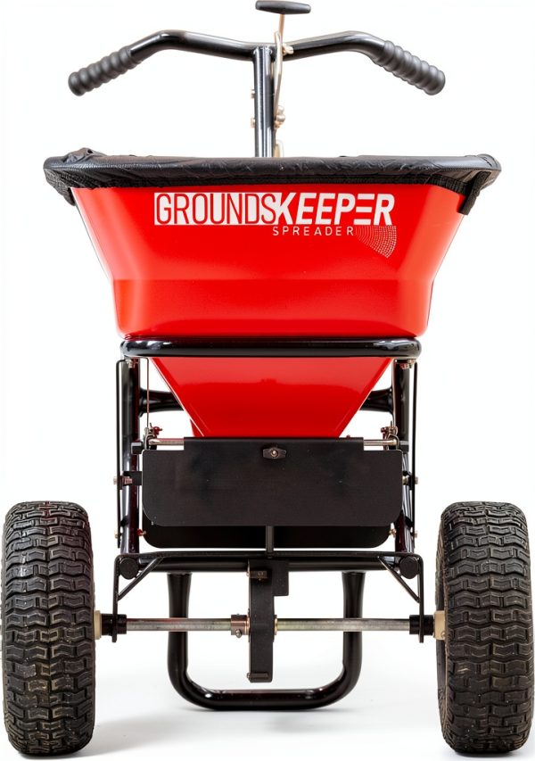 Buyers Products 3039632R Grounds Keeper Commercial All Season Walk Behind Push Spreader, 100lb Capacity, For Seed, Fertilizer, Winter Salt & Snow Melt, Included Grate & Cover With Enclosed Gearbox-0