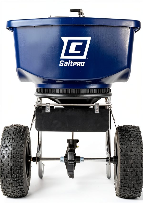 Chapin 88800B Spreader, Rock Salt, Ice Melt, Contractor, SaltPro, Walk Behind, Spiked Auger, Adjustable Baffles, 12" Tires, Enclosed Greased Gears, Ergo T-Handle, Weather-Resistant, Rain Cover, 100Lbs-0